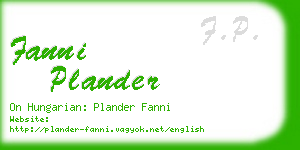 fanni plander business card